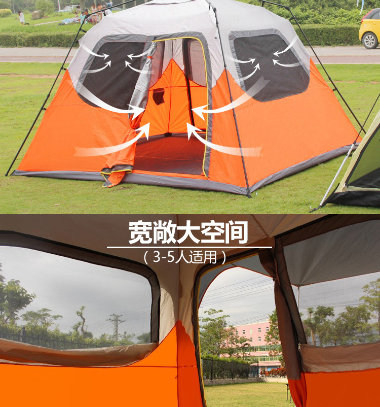 Cheap Goat Tents Quick open Outdoor 3 6People Fully Automatic Tent Thickening Rainproof Family Self driving Tourist Wild Camping Large Space   